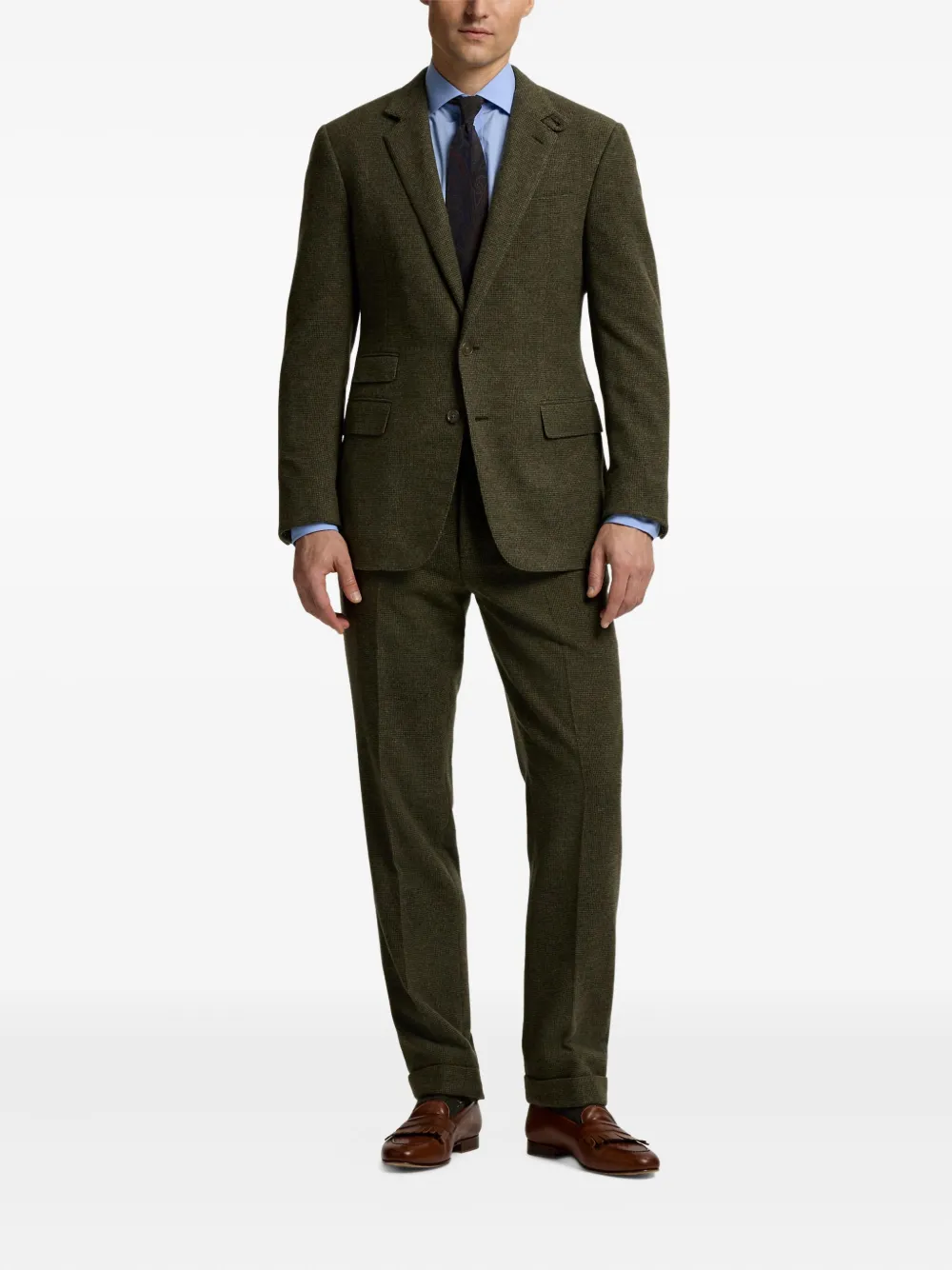 Ralph Lauren Textured Single-breasted Blazer In Green