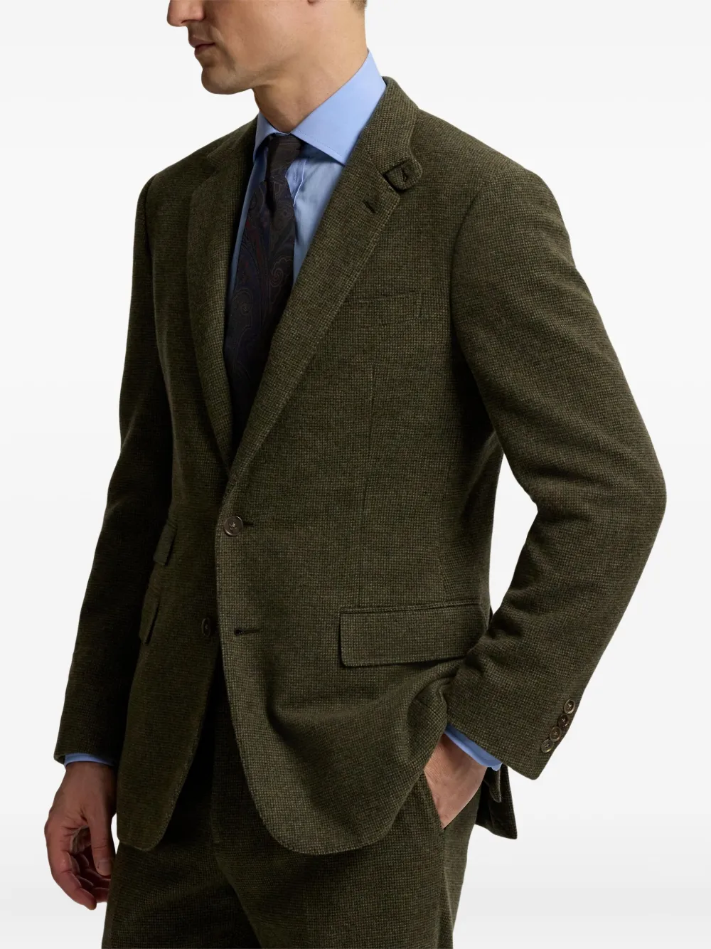 Ralph Lauren Textured Single-breasted Blazer In Green