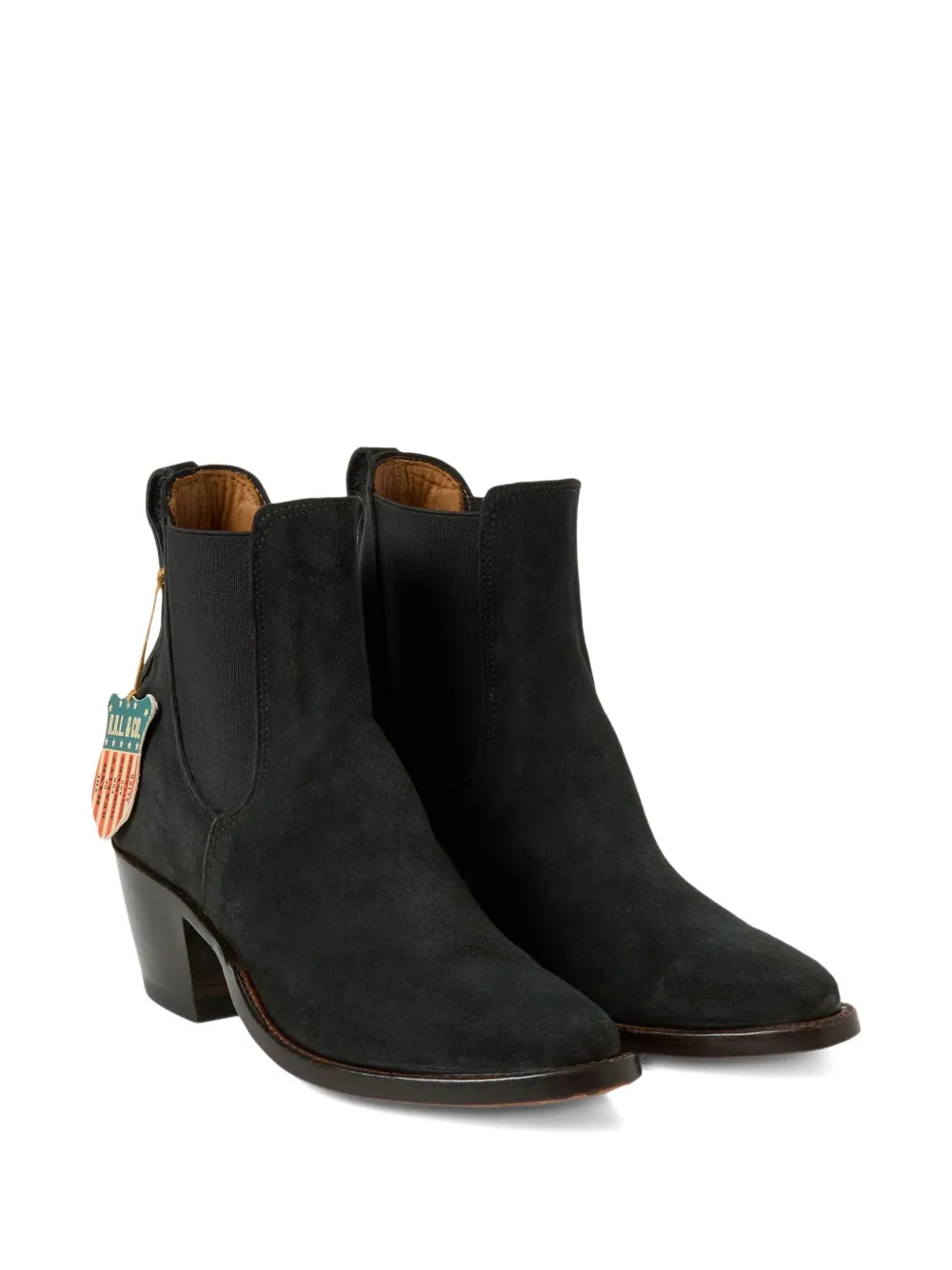 Ralph Lauren RRL 50 mm leren laarzen met amandelvormige neus Zwart