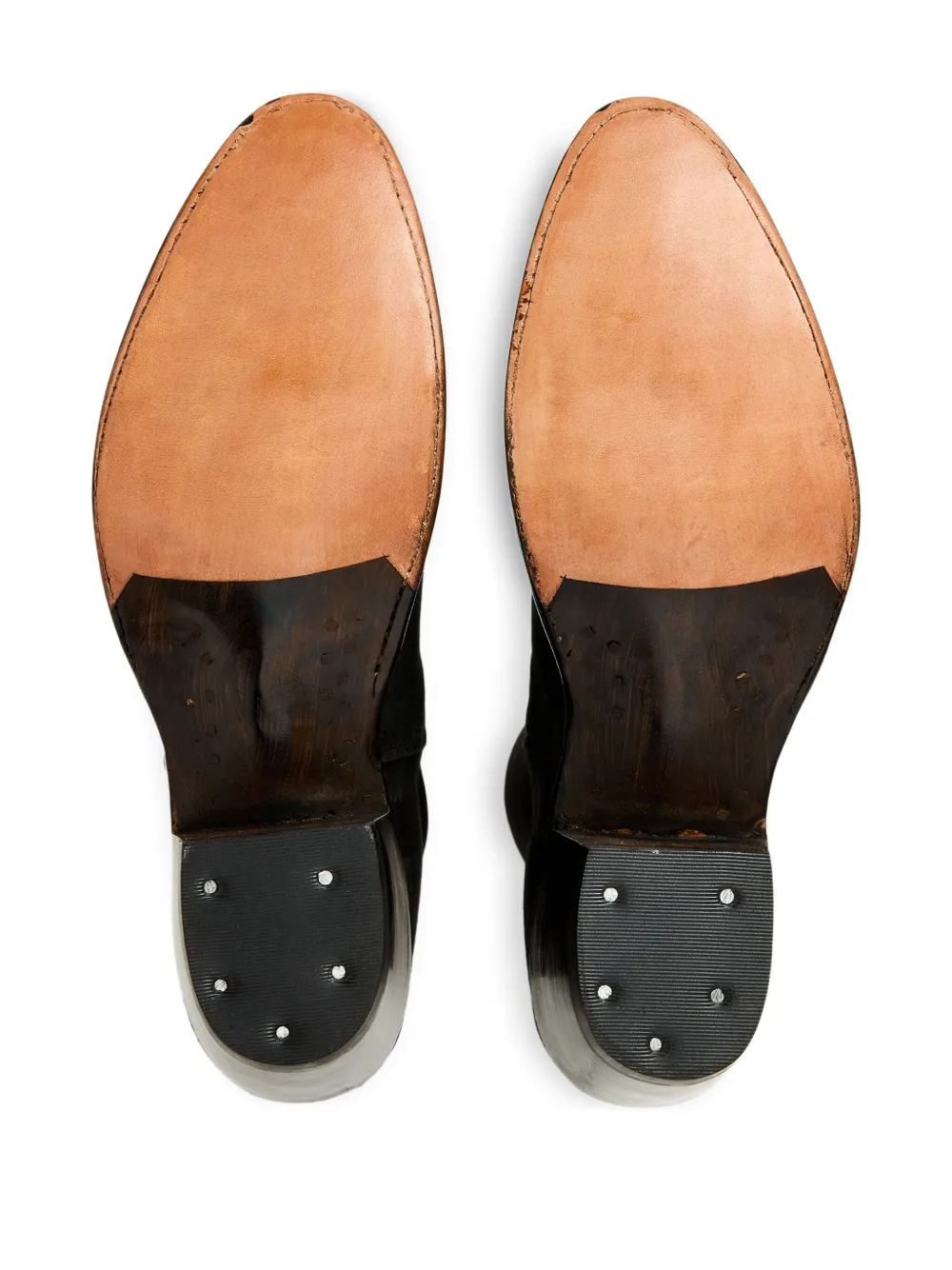 Ralph Lauren RRL 50 mm leren laarzen met amandelvormige neus Zwart