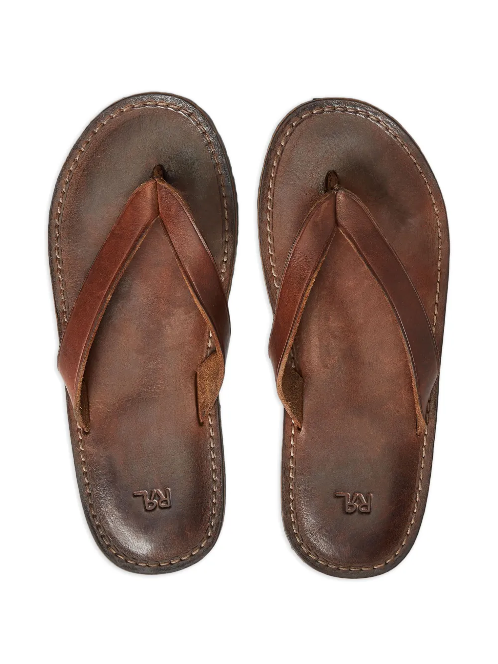 Ralph Lauren RRL Leren sandalen met gestikt detail Bruin