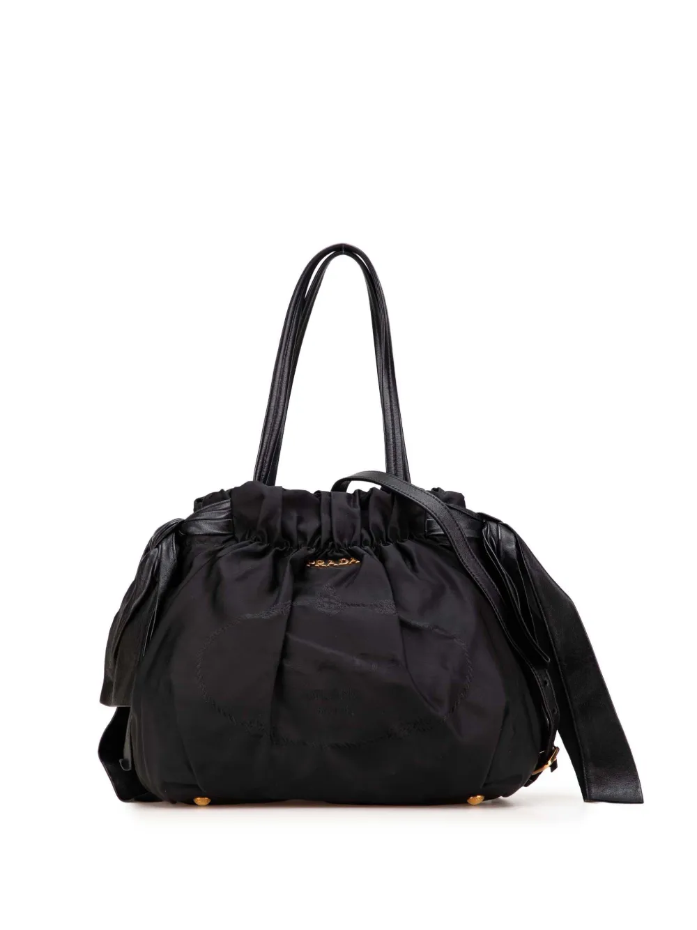Prada Pre-Owned 2010-2025 テスート ロゴ ボウ サッチェルバッグ - ブラック Prada Pre-Owned 2010-2025 テスート ロゴ ボウ サッチェルバッグ - ブラック