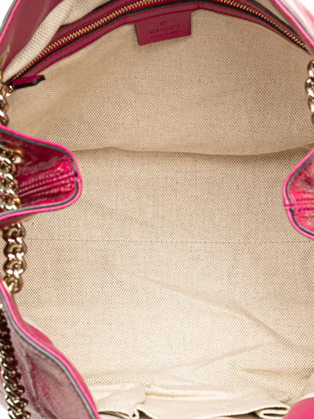 Pre-owned Gucci 2000-2015 Medium Patent Soho Chain Tote Bag In Pink