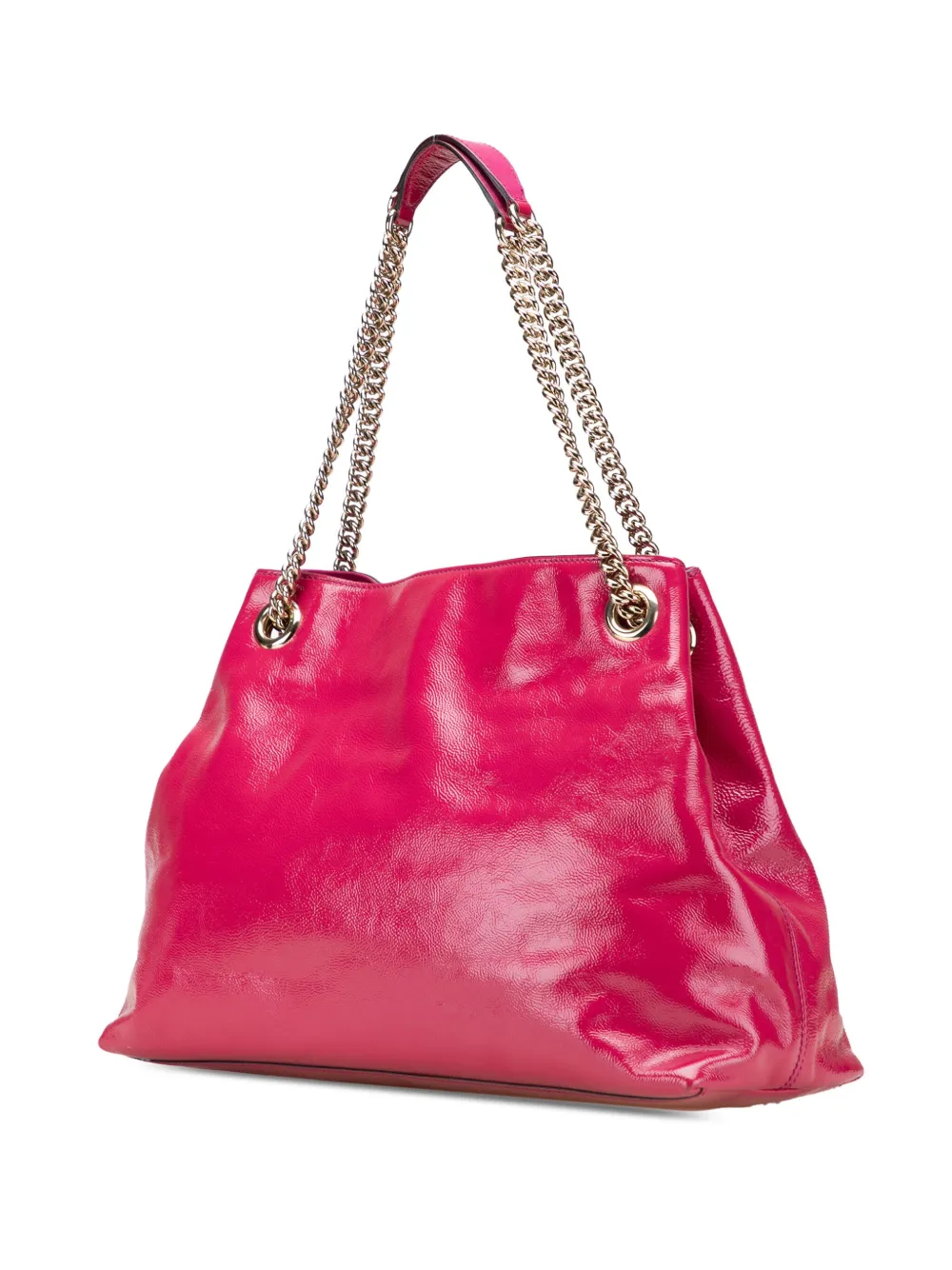 Pre-owned Gucci 2000-2015 Medium Patent Soho Chain Tote Bag In Pink