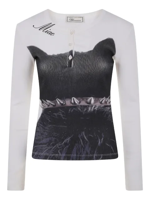 Blumarine cat-print ribbed top