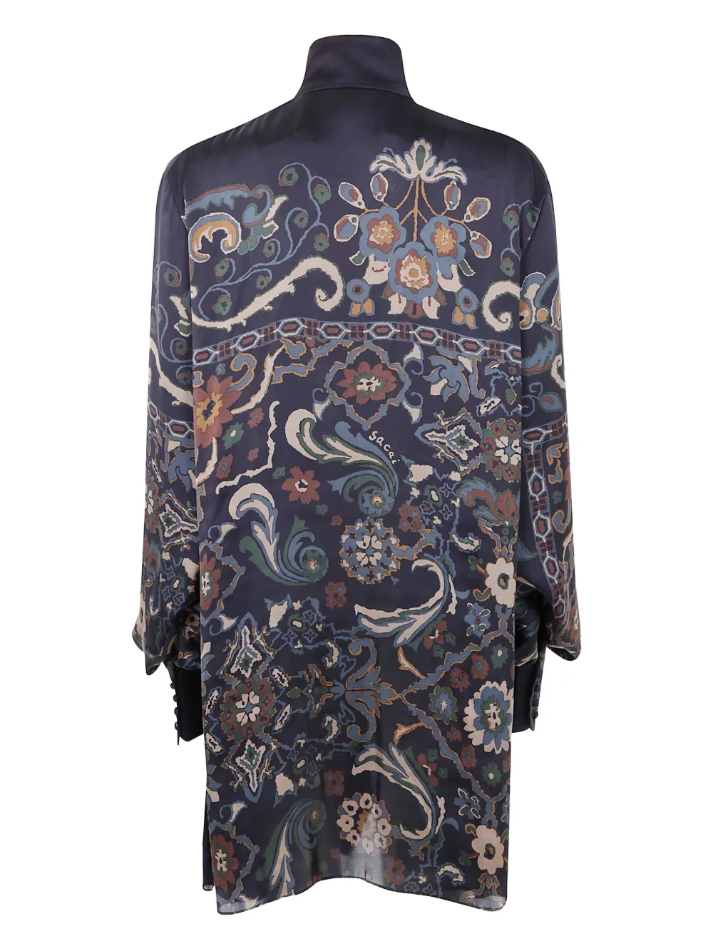 sacai floral-print ruffled mini dress Blauw