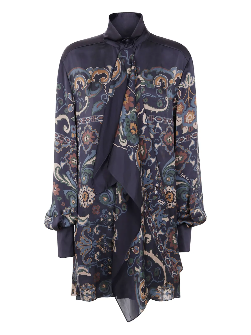 sacai floral-print ruffled mini dress - ブルー sacai floral-print ruffled mini dress - ブルー