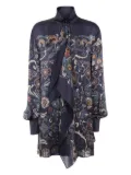 sacai floral-print ruffled mini dress - Blue