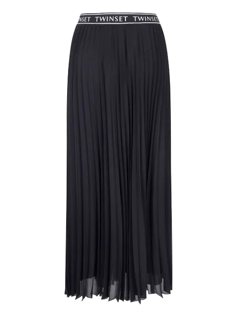 TWINSET pleated logo-waistband maxi skirt