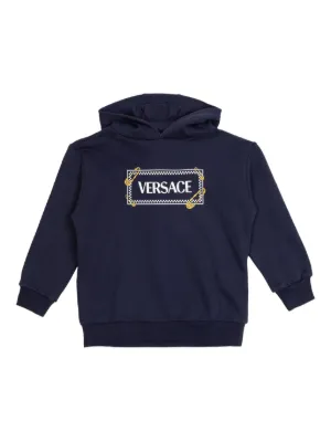 Versace キッズ　ロゴ パーカー ブラック Versace Kids（ヴェルサーチェ・キッズ）パーカー＆スウェット