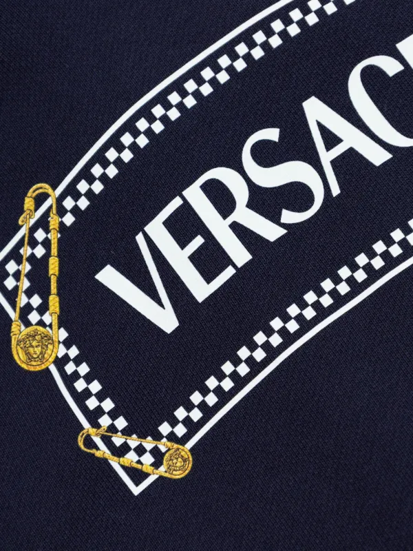 Versace Kids Hoodie Con Logo Azul FARFETCH CO