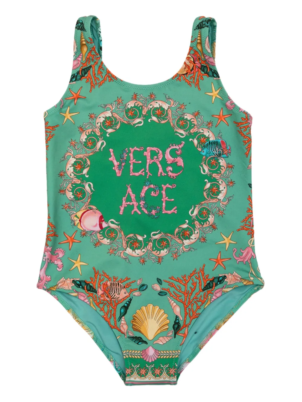 Versace Kids Underwater Barocco-print swimsuit - グリーン Versace Kids Underwater Barocco-print swimsuit - グリーン