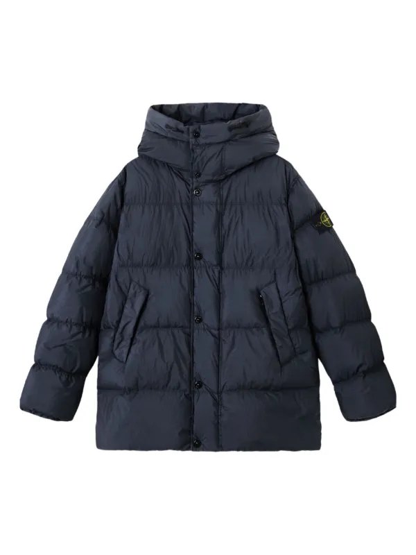 Stone Island Crinkled Padded Jacket Blue FARFETCH IN
