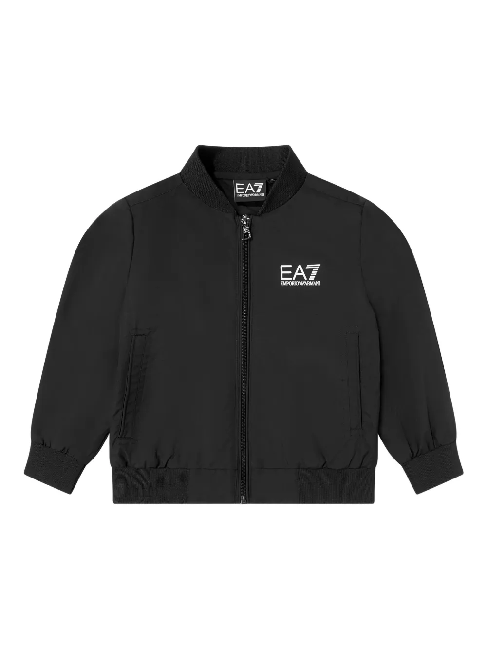 Emporio Ar i Kids logo-plaque zip-front jacket Zwart