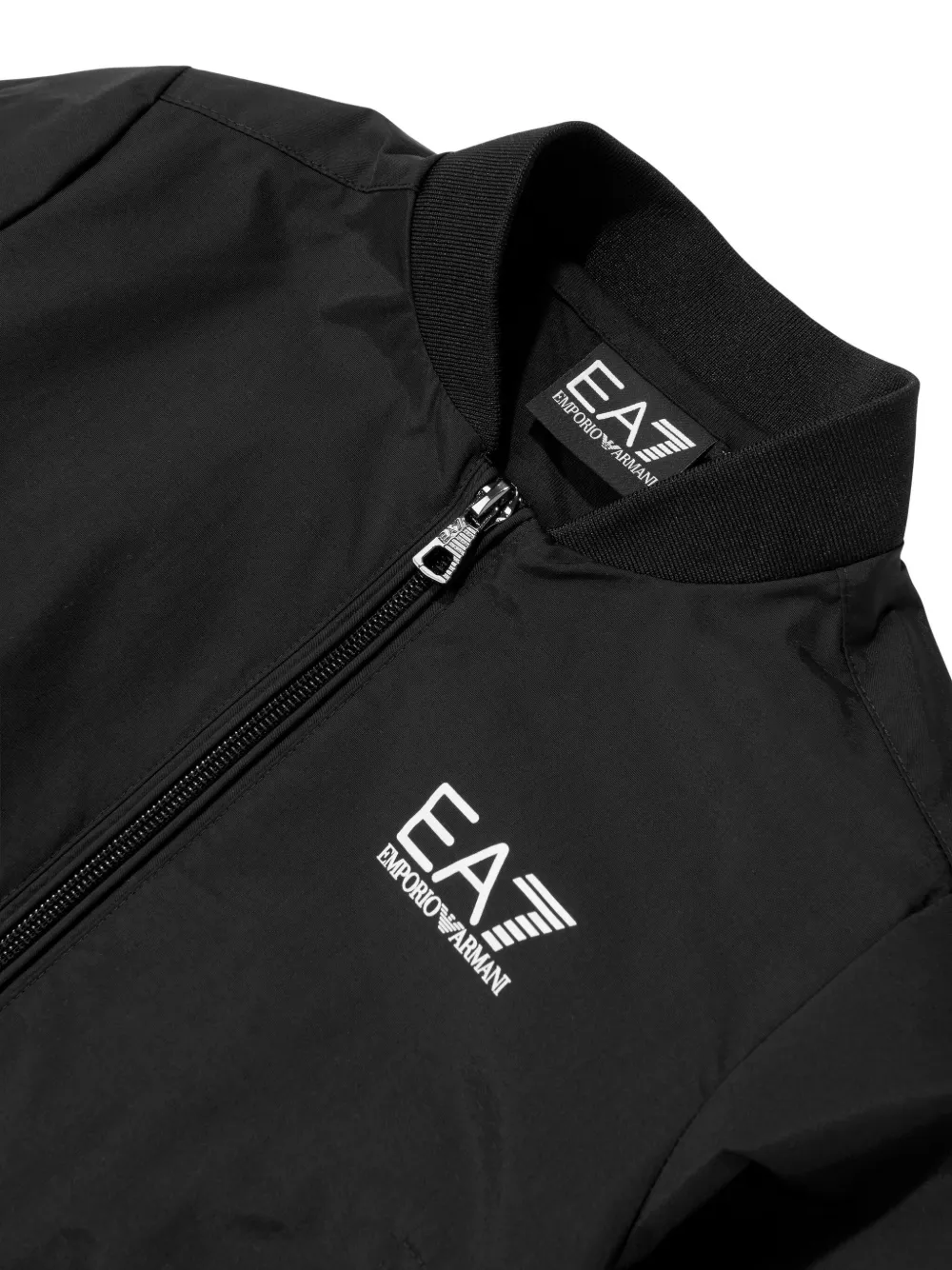 Emporio Armani Kids logo-plaque zip-front jacket Zwart