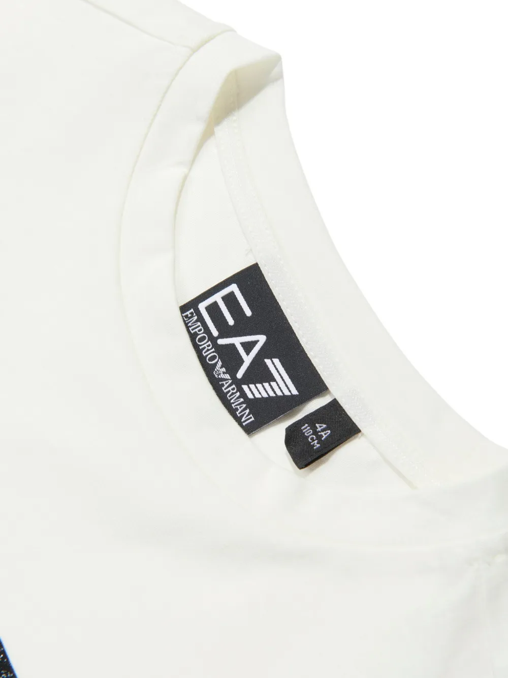 Emporio Armani Kids glitter-logo cropped top Wit