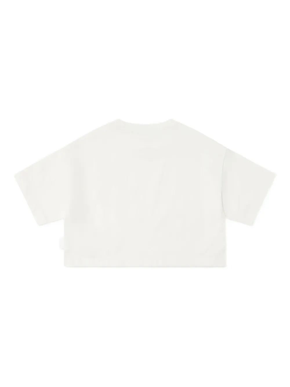 Emporio Armani Kids glitter-logo cropped top Wit
