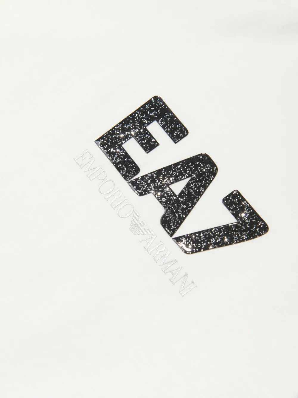 Emporio Armani Kids glitter-logo cropped top Wit