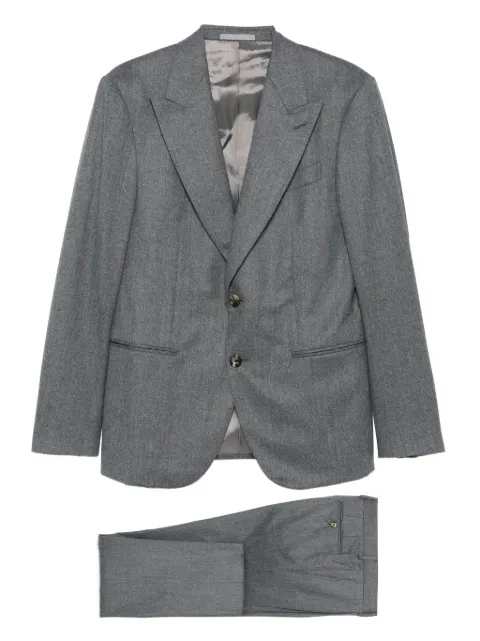 Caruso herringbone-pattern suit trousers