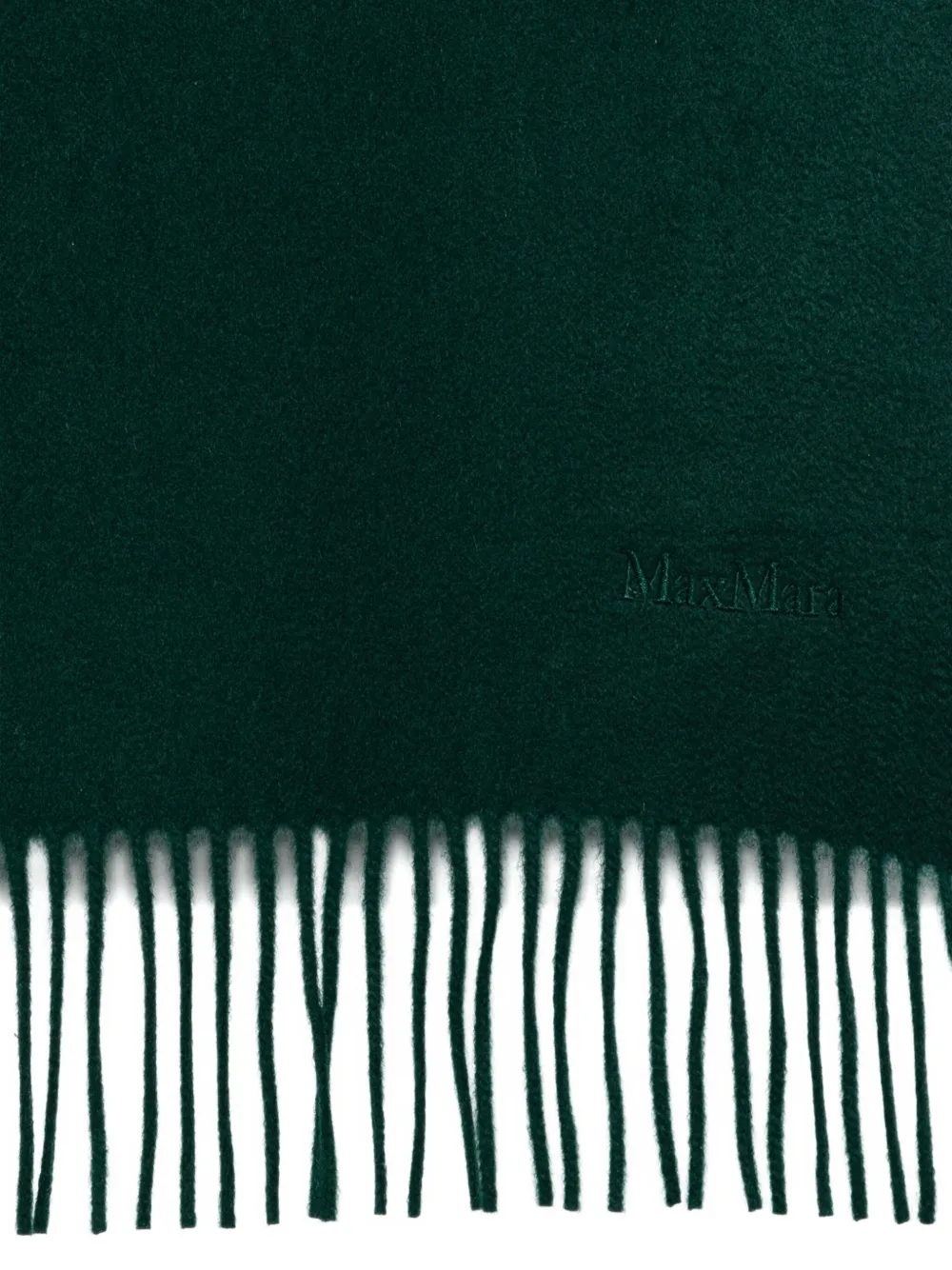 Max Mara fringed cashmere scarf Groen