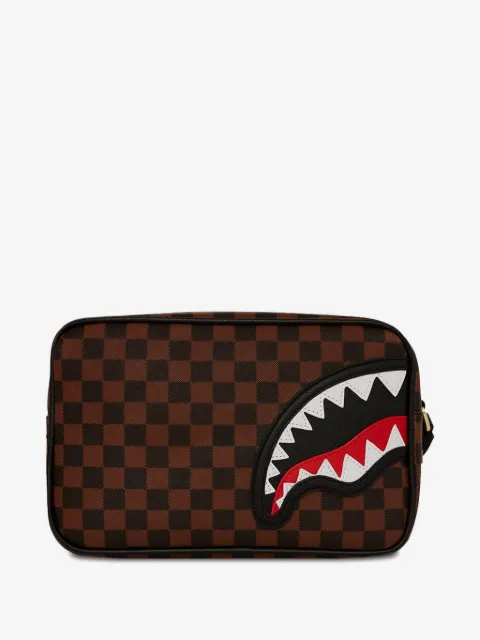 sprayground kid shark-head check bag