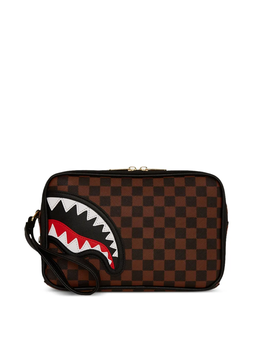  Sprayground Kid Shark-head Check Bag - Brown 
