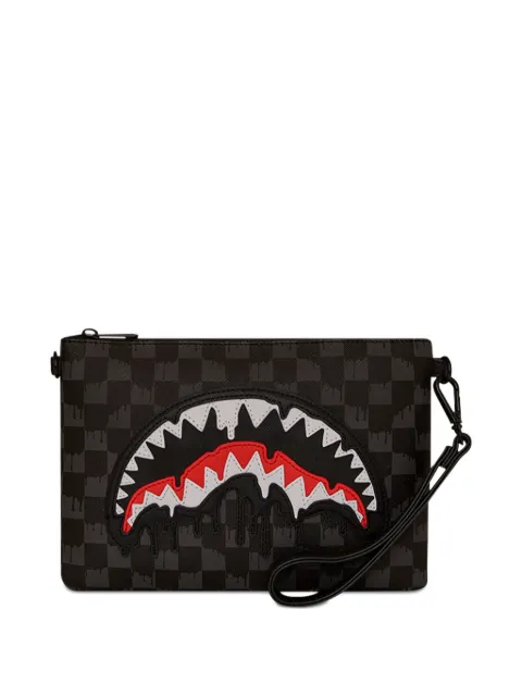 sprayground kid shark-checkered shoulder bag