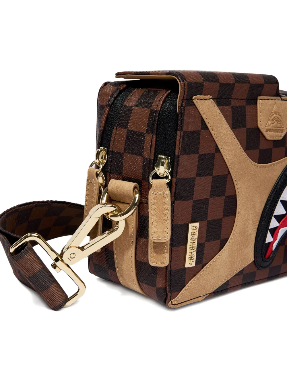 sprayground kid Hennyville check-pattern shark-detail backpack Bruin