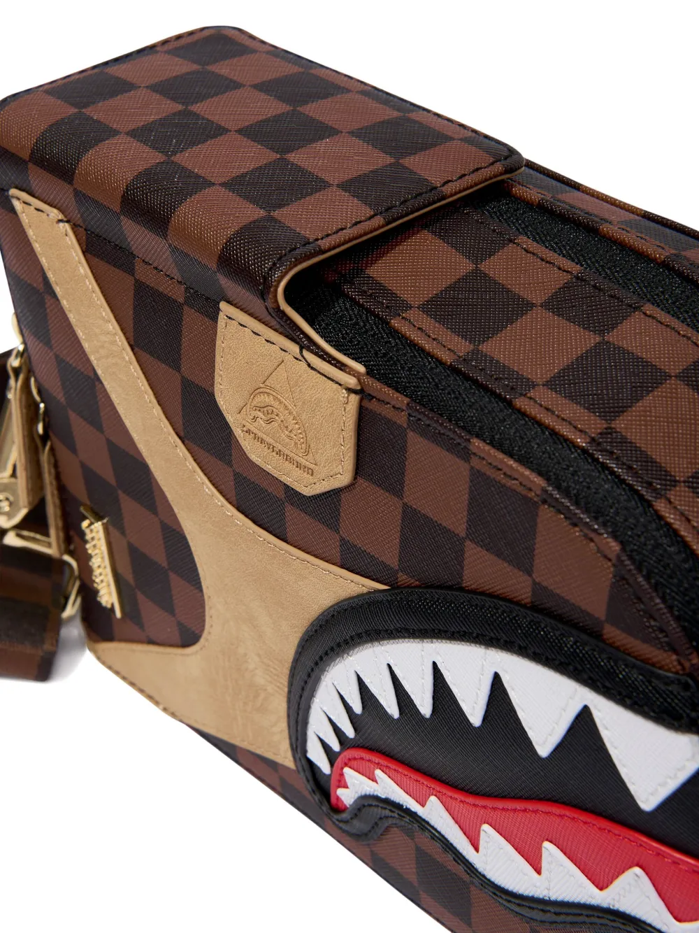 sprayground kid Hennyville check-pattern shark-detail backpack Bruin