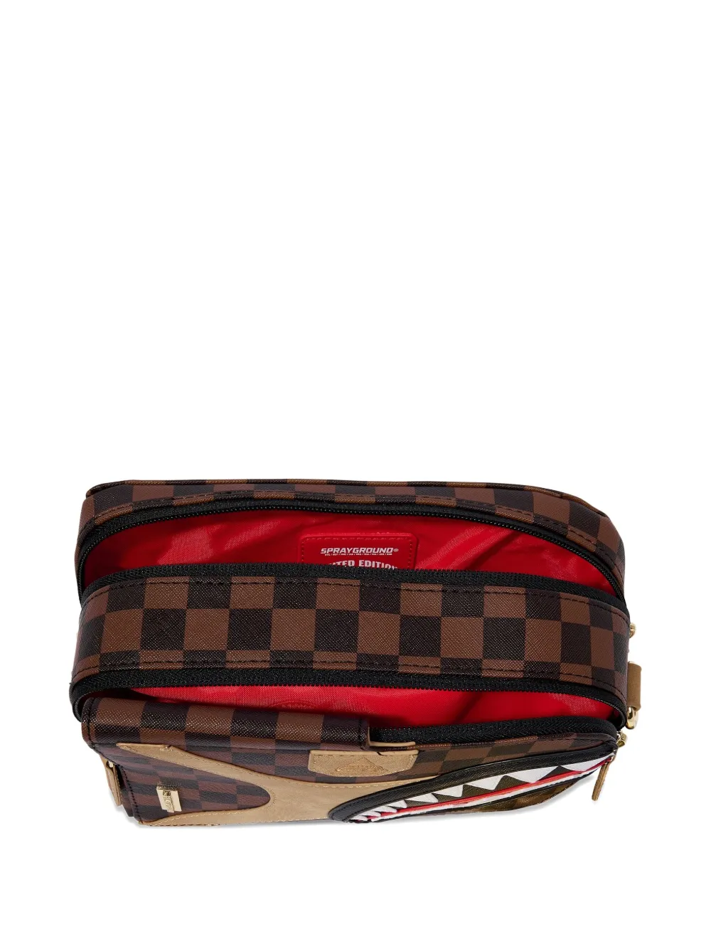 sprayground kid Hennyville check-pattern shark-detail backpack Bruin