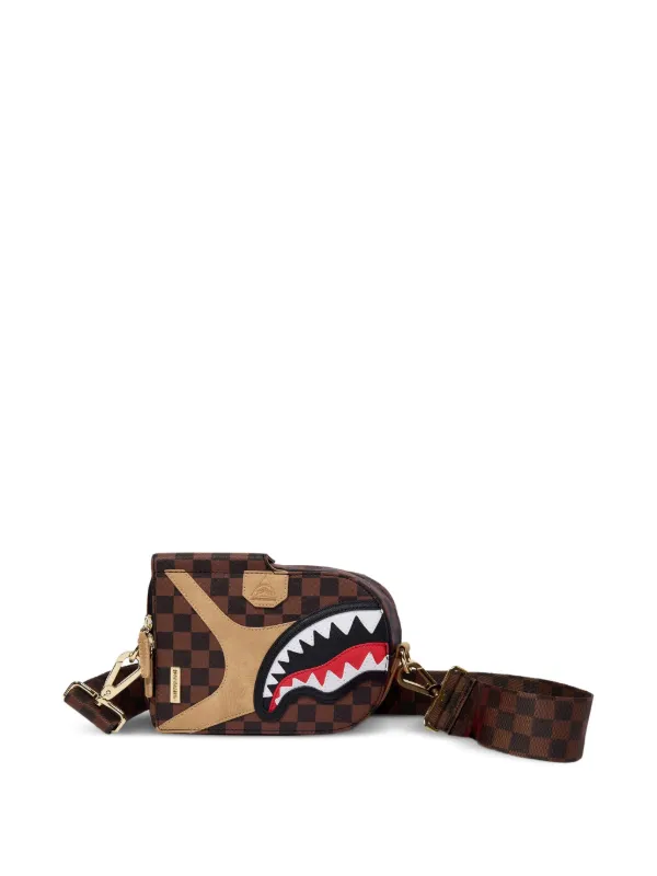 sprayground kid Hennyville check-pattern shark-detail backpack