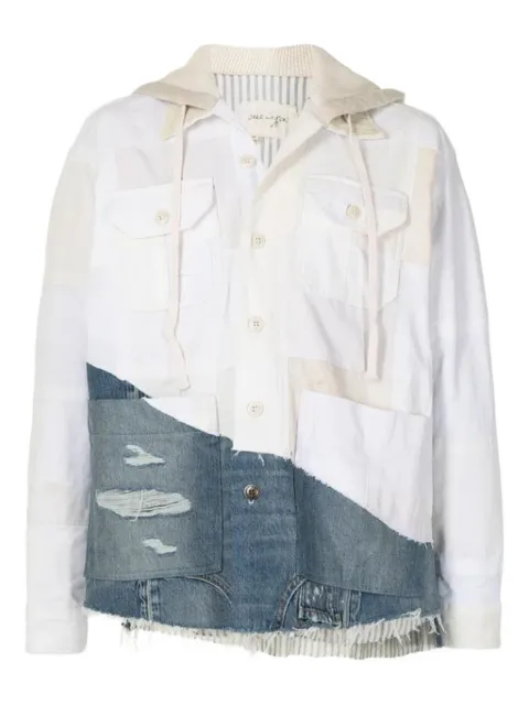 Greg Lauren patchwork hooded denim jacket
