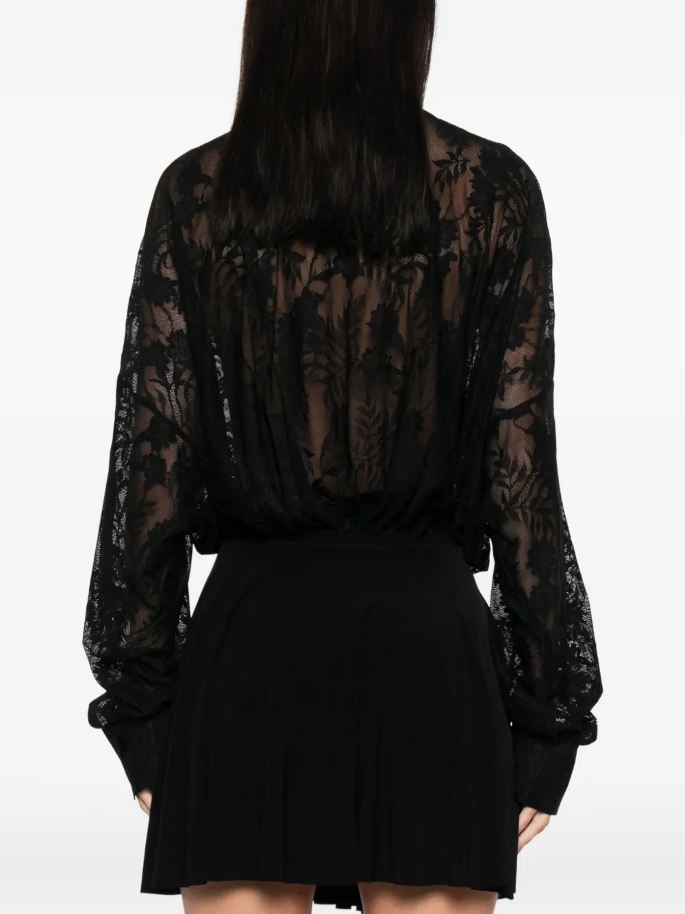 Norma Kamali floral-lace bodysuit Zwart