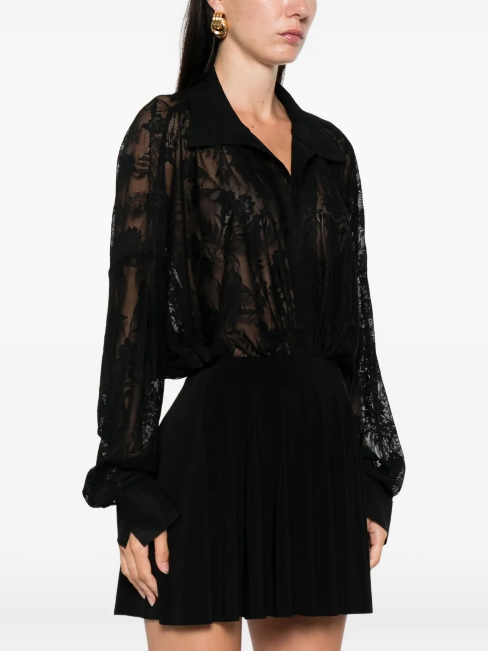 Norma Kamali floral-lace bodysuit Zwart