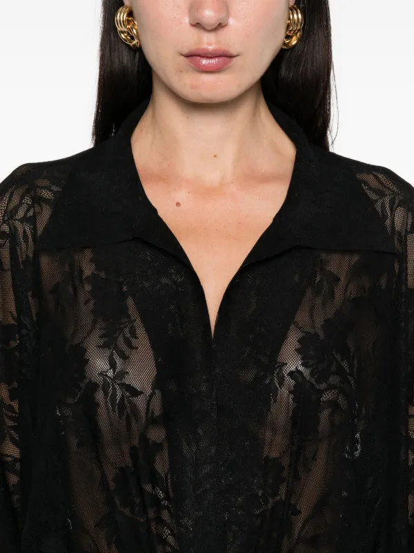 Norma Kamali floral-lace Bodysuit | Black | FARFETCH