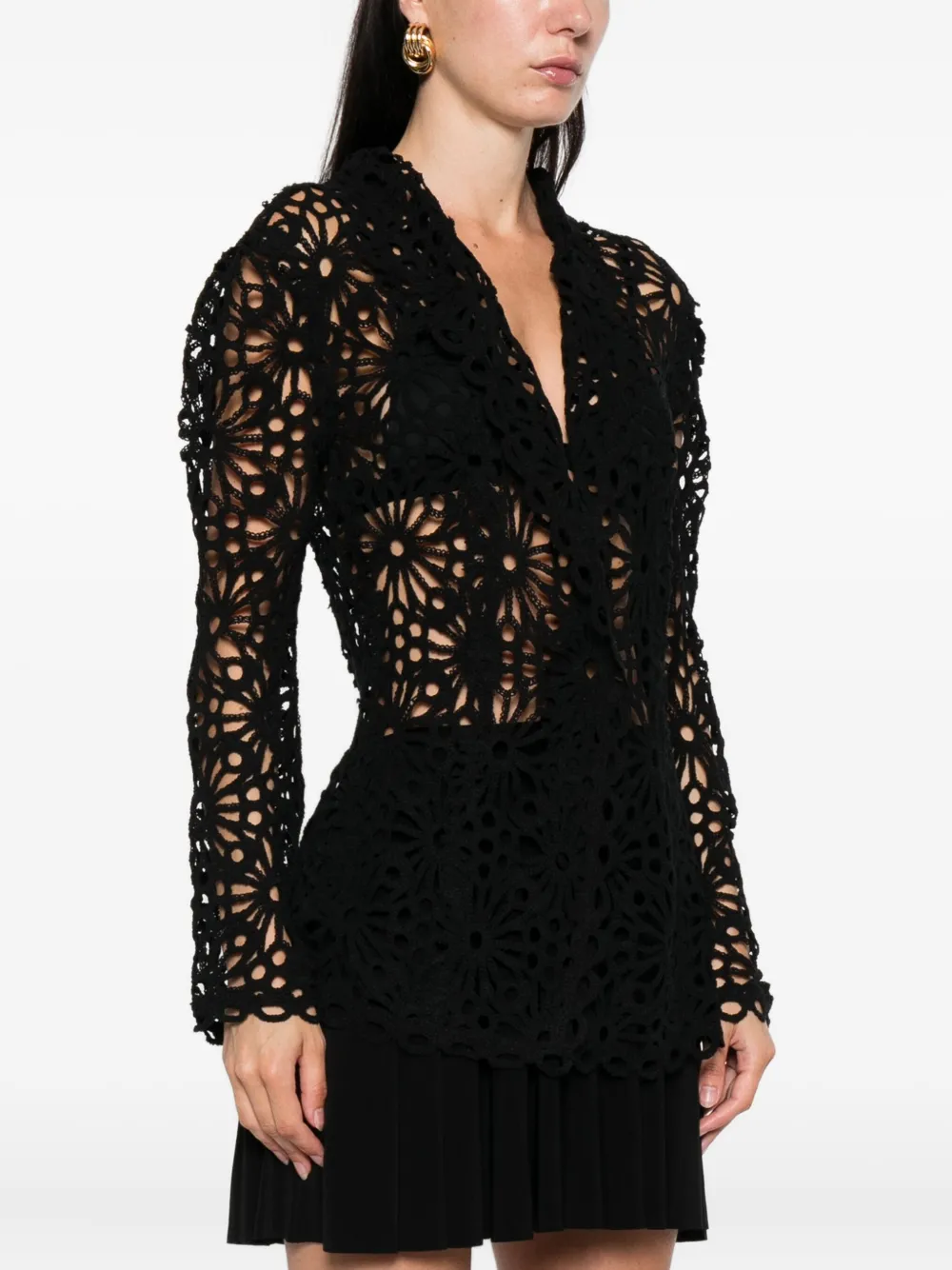 Norma Kamali floral-motif single-breasted jacket Zwart