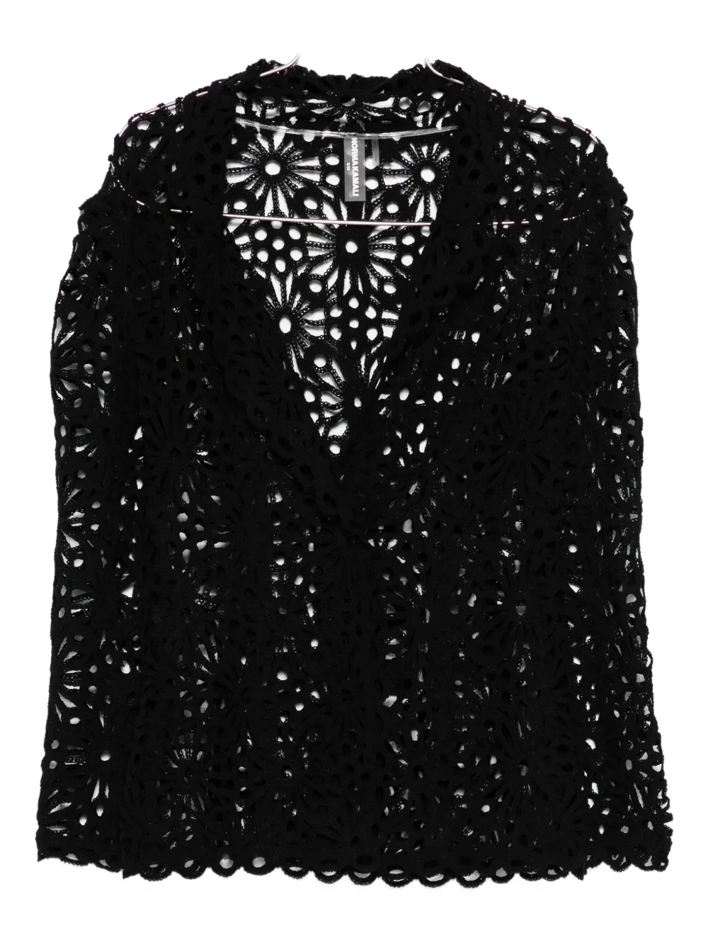 Norma Kamali floral-motif single-breasted jacket Zwart