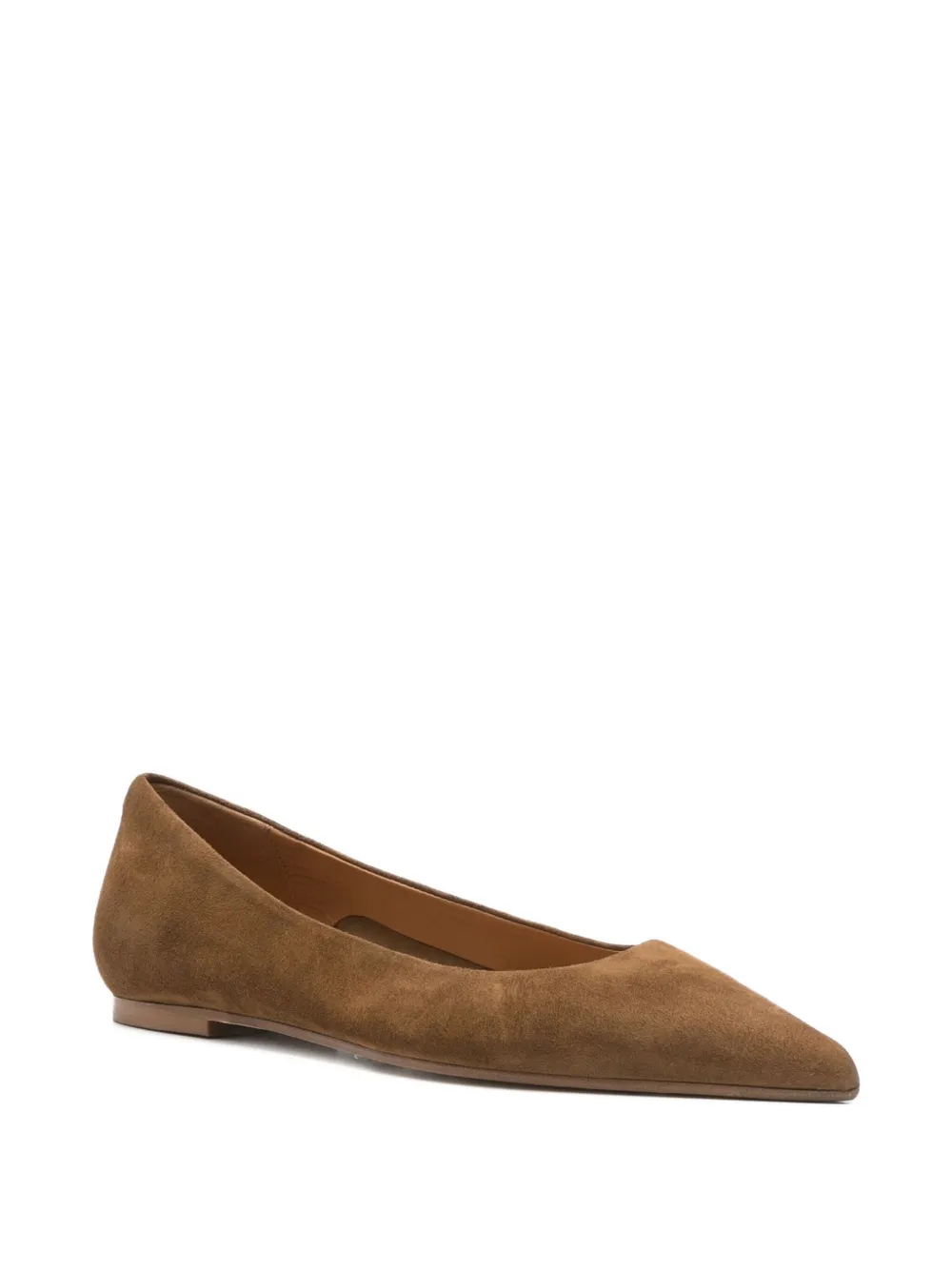 Aeyde pointed-toe suede flat pumps Brown