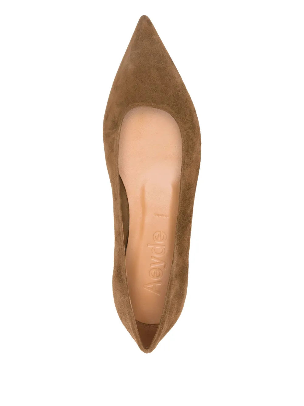 Aeyde pointed-toe suede flat pumps Brown