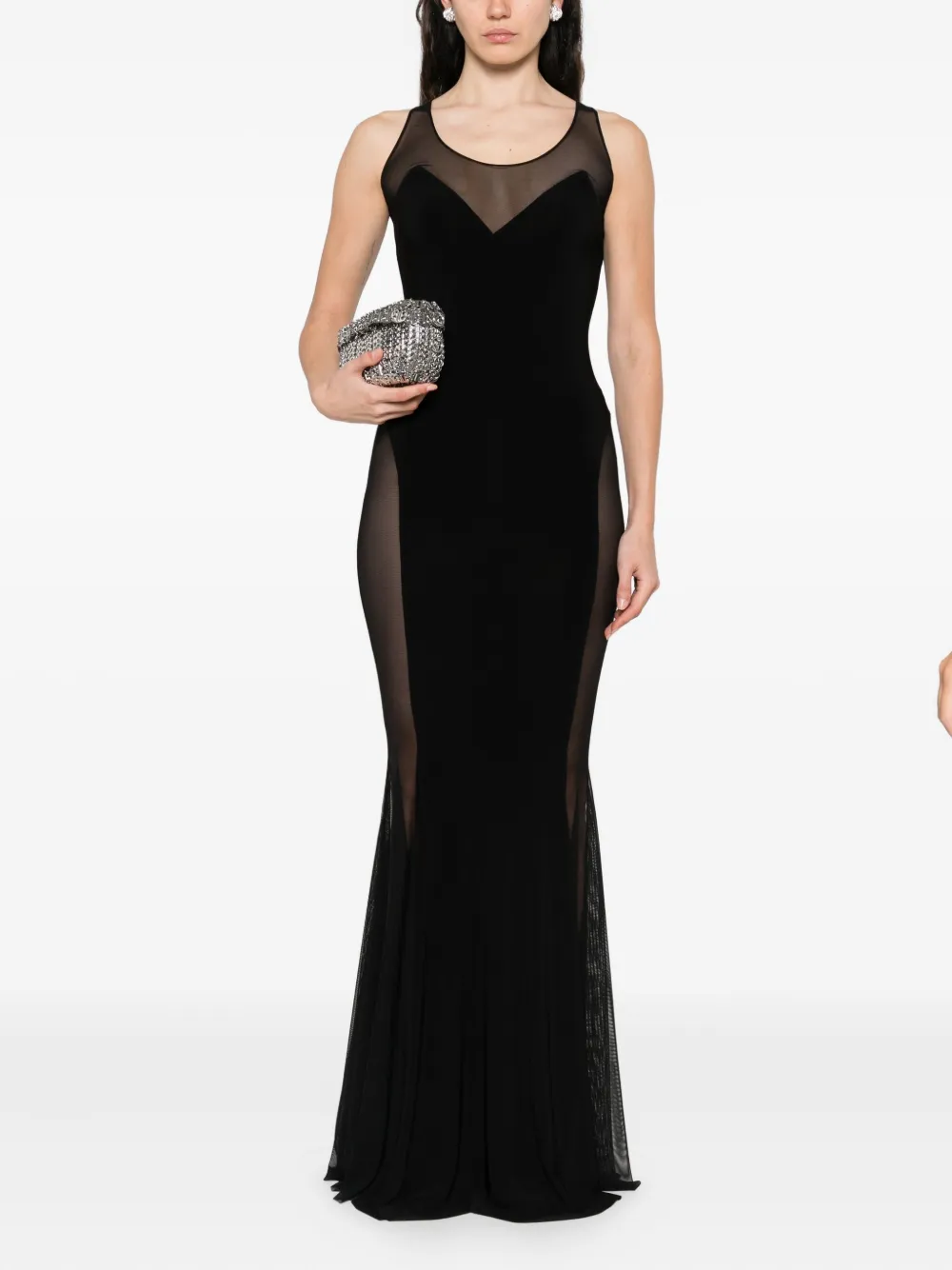 Norma Kamali panelled maxi dress Zwart