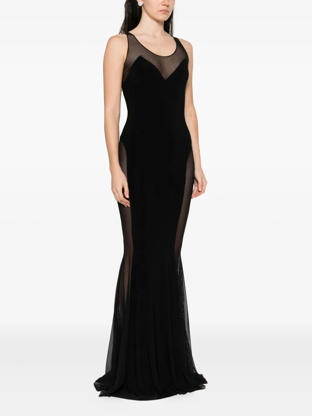 Norma Kamali panelled maxi dress Zwart