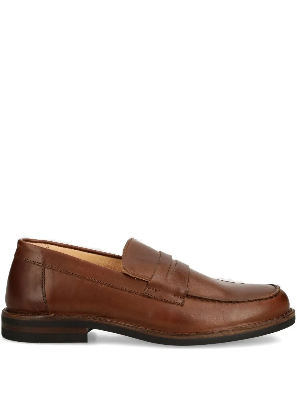 Astorflex penny-strap leather loafers Brown