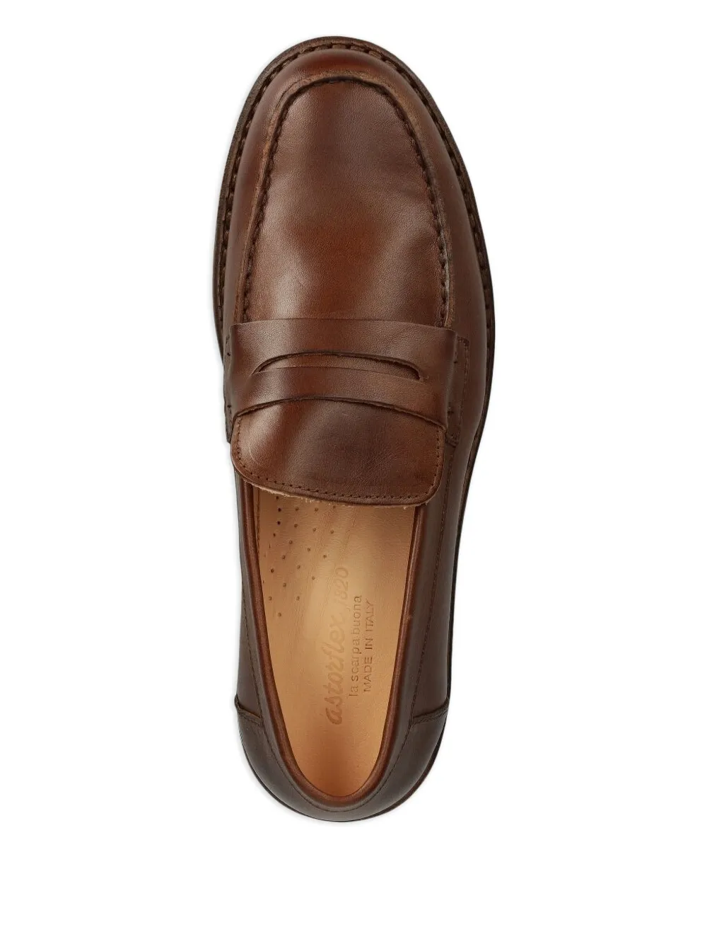 Astorflex penny-strap leather loafers Brown