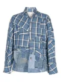 Greg Lauren patchwork checked shirt - Blue