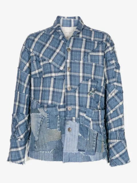 Greg Lauren patchwork checked shirt