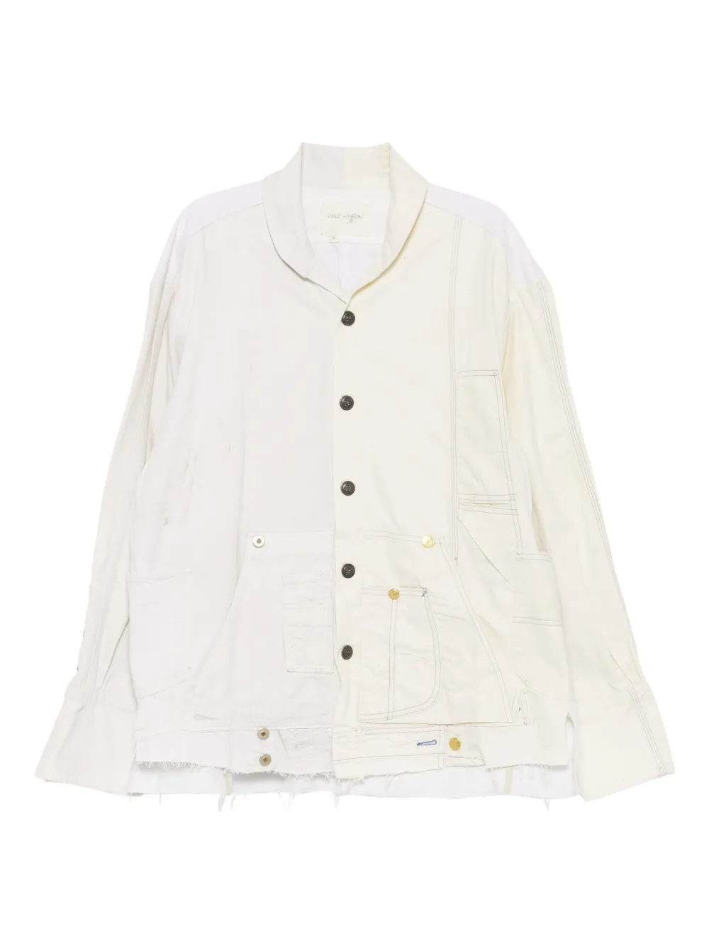 Greg Lauren Gerafeld katoenen shirtjack Wit