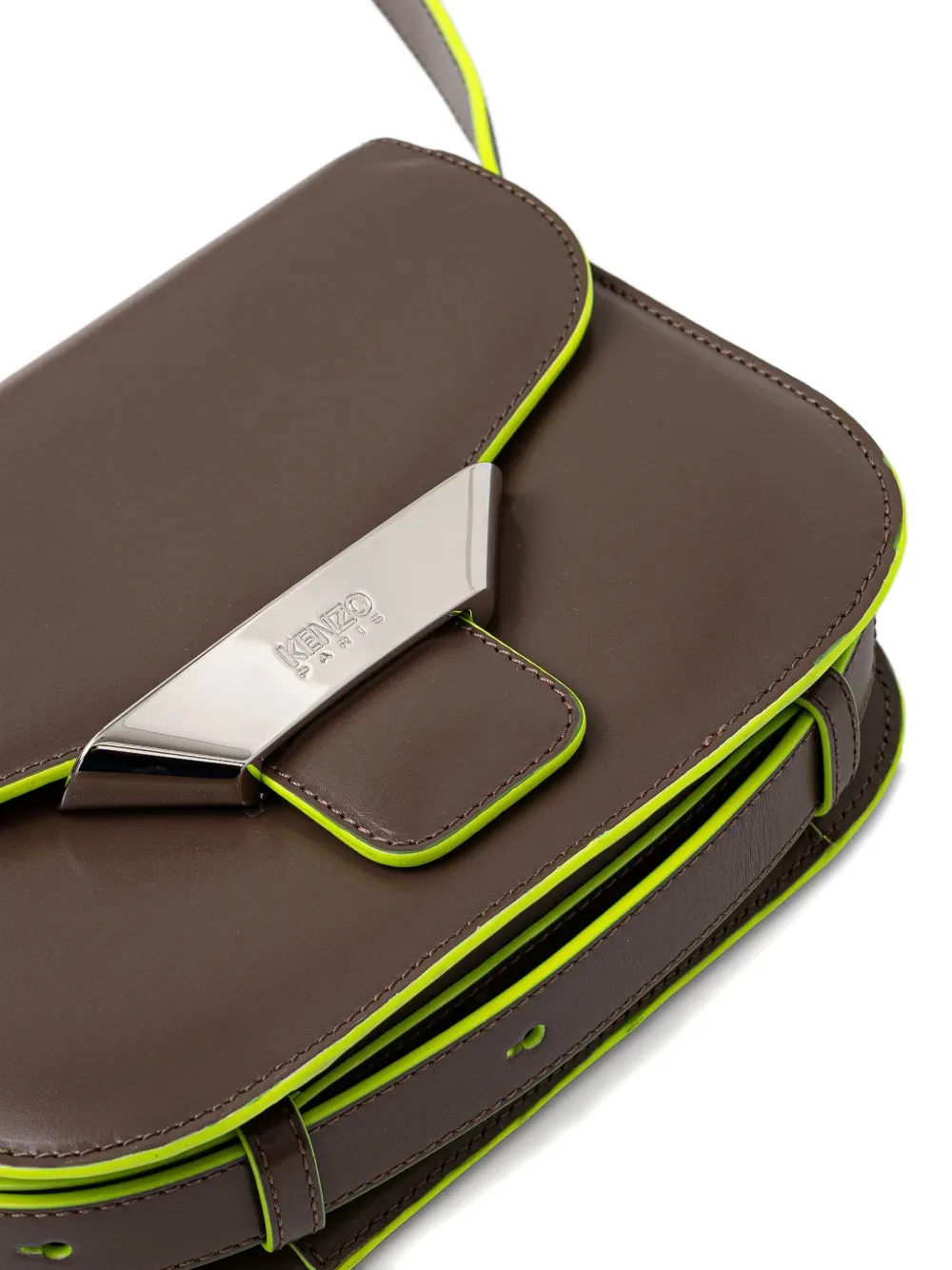 Kenzo Ribbon leren tas met omslag Bruin