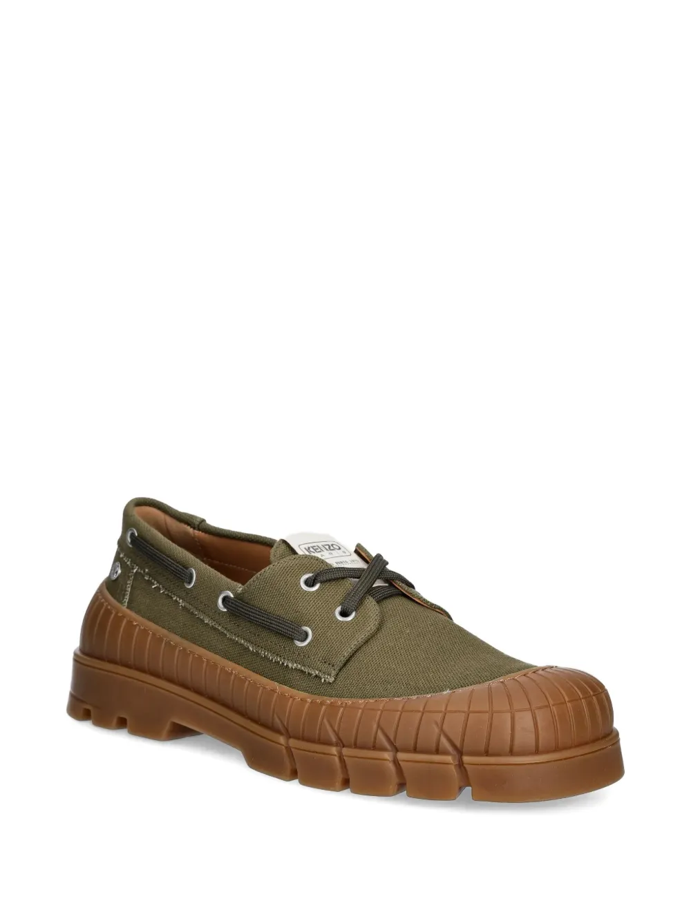 Kenzo panelled lace-up loafers Green