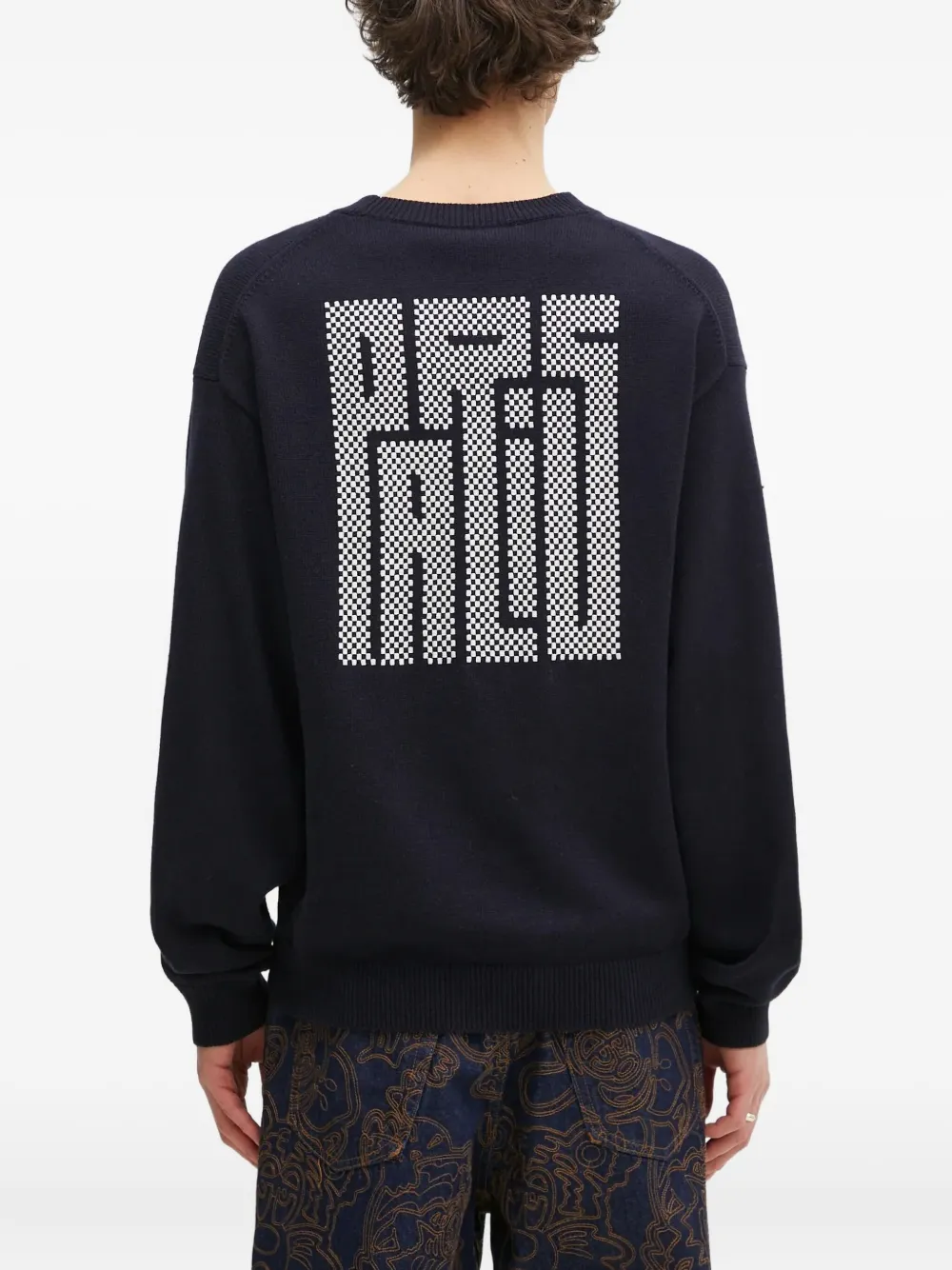 Kenzo Kamon trui met intarsia logo Blauw