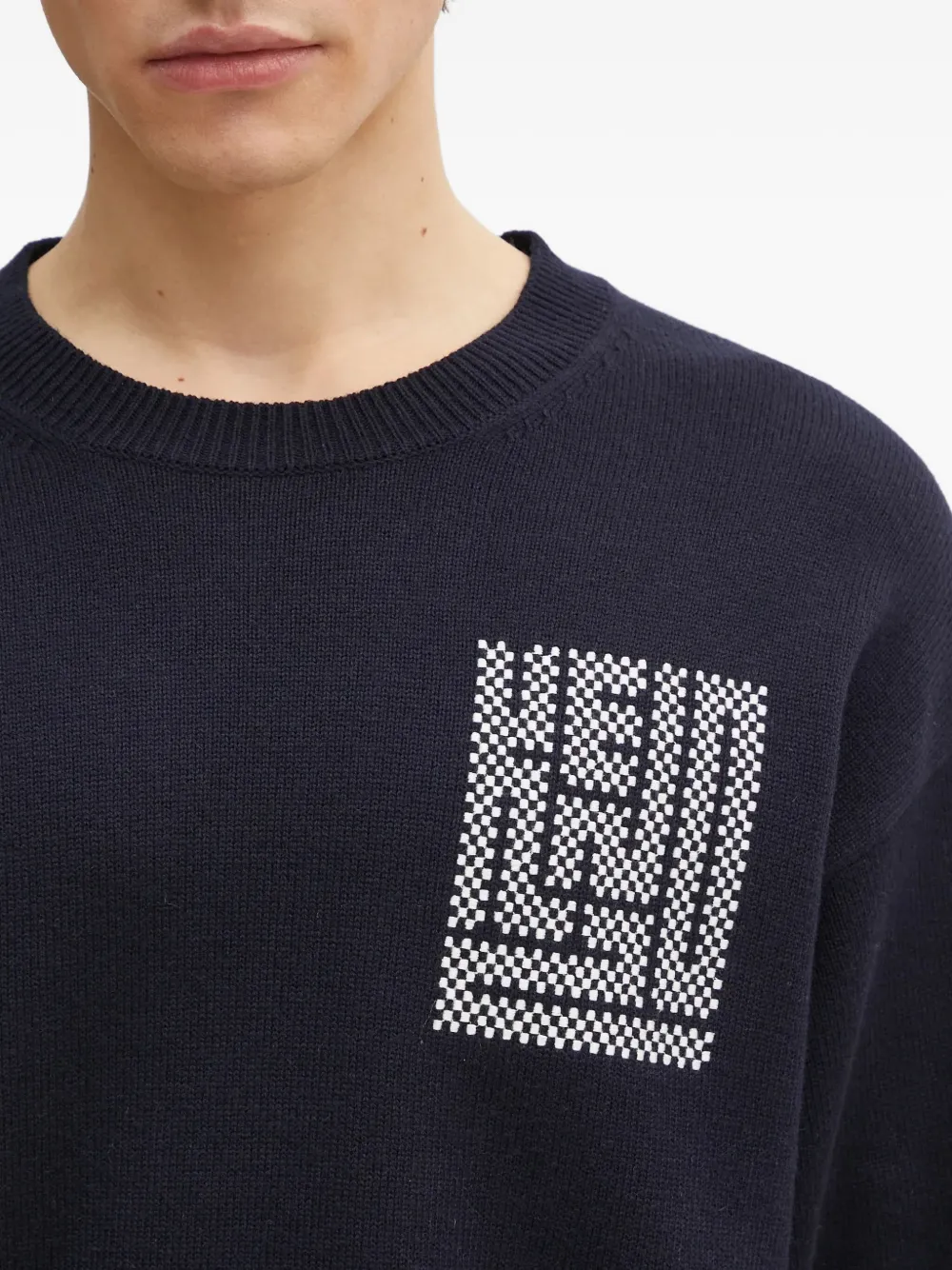 Kenzo Kamon trui met intarsia logo Blauw